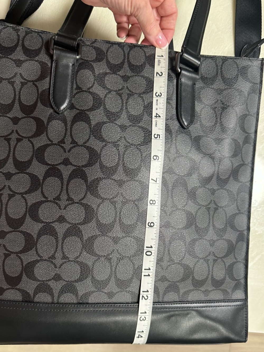 Coach Men's Charcoal/Black Signature Messenger Tote - Picture 3 of 4